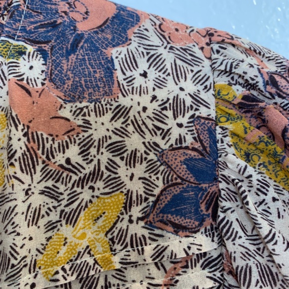 Ulla Johnson Remy Puff Sleeve Floral Blouse Womens 8 Cotton Blend Ivory Boho - Picture 9 of 16